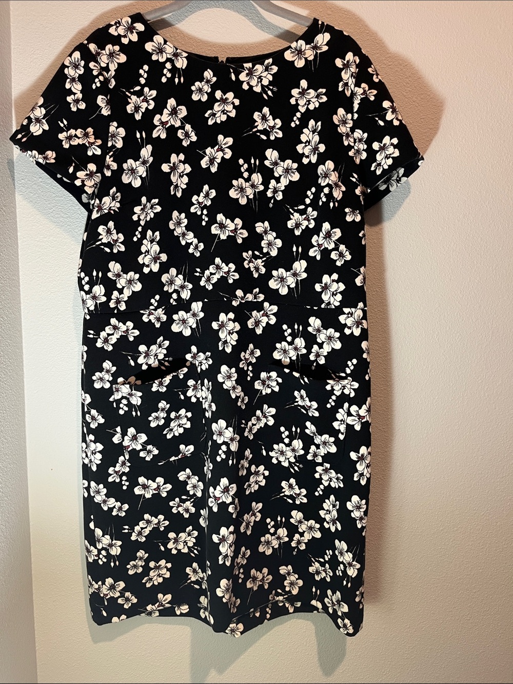 LOFT Black Dress with White Floral Print